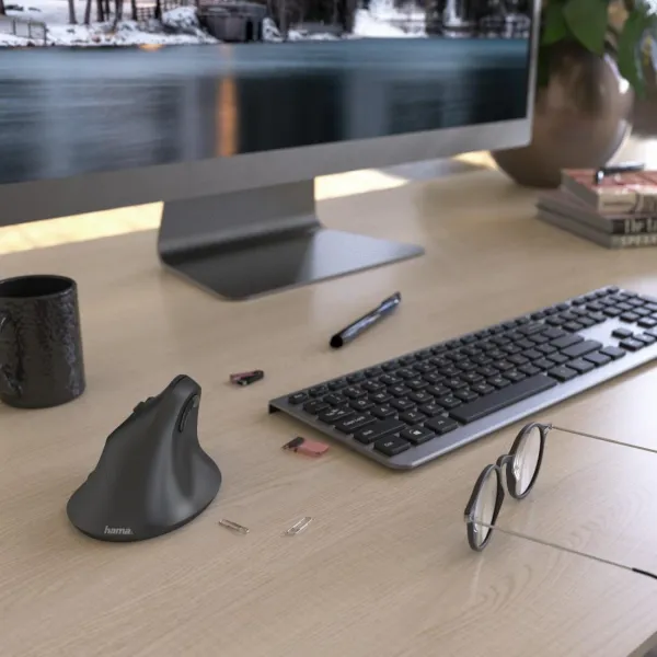 Vertikálna ergonomická bezdrôtová myš Hama EMW-500L, ľavá, čierna