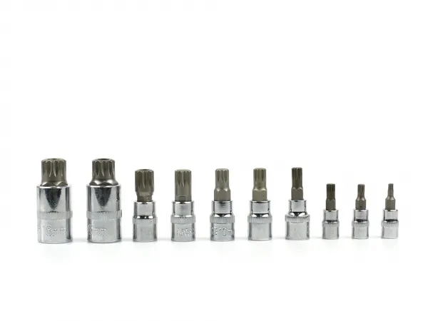 GEKO G13551 – sada Spline hlavíc 1/4", 3/8", 1/2", M4–M18 (10 ks)