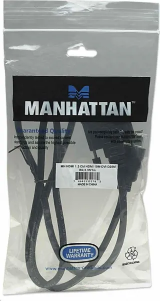 Manhattan HDMI kábel na DVI-D, Dual Link, 1 m, čierny