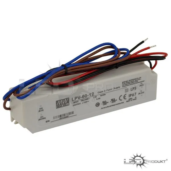 LED napájací zdroj 60W, 12V, IP67 - Vodeodolný MEAN-WELL