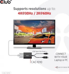 Club 3D Club3D Aktívny adaptér DisplayPort na Dual Link DVI-D, napájanie USB, 60 cm, HDCP ON