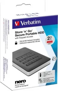 VERBATIM HDD 2.5" 2 TB vrátane.KEYPAD USB3.1 USB 3.0 GDPR