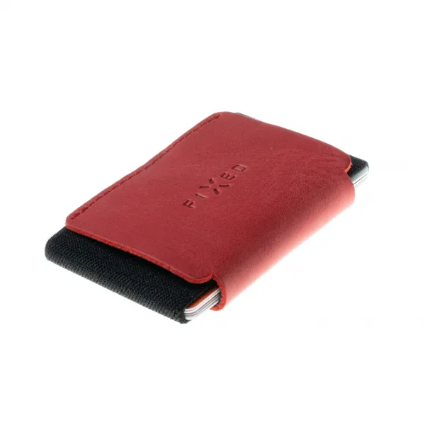 Kožená peňaženka FIXED Tiny Wallet for AirTag z pravej hovädzej kože, (červená) FIXWAT-STN2-RD