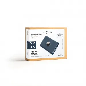 Kožená peňaženka FIXED Tripple Wallet for AirTag z pravej hovädzej kože, (modrá) FIXWAT-TR2-BL