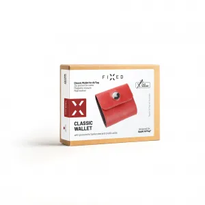 Kožená peňaženka FIXED Classic Wallet for AirTag z pravej hovädzej kože, (červená) FIXWAT-SCW2-RD