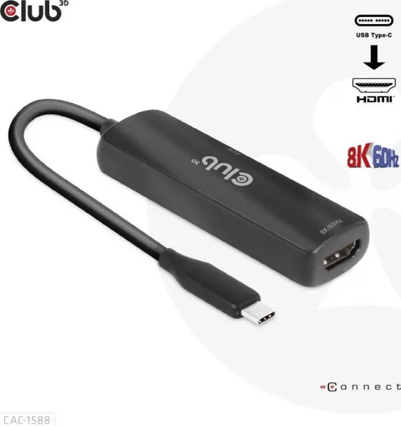 Club 3D Club3D Adaptér USB-C na HDMI 8K60Hz/4K120Hz, Active Adapter M/F, PD 3.0, HDR10+ a DSC 1.2