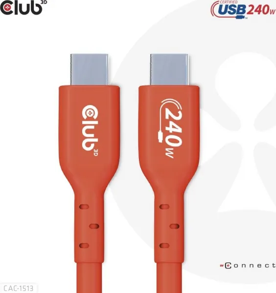 Club 3D Club3D Kabel USB2 Type-C Bi-Directional USB-IF Certifikovaný 480Mb, PD 240W(48V/5A) EPR M/M 3m