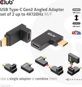 Club3D USB-C Gen2 uhlový adaptér sada 2, 4K120Hz (M/F)