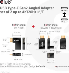 Club3D USB-C Gen2 uhlový adaptér sada 2, 4K120Hz (M/F)