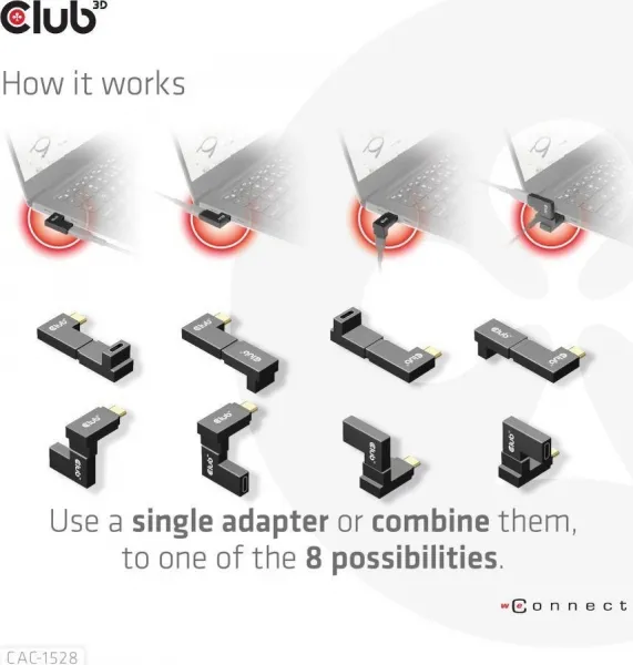 Club3D USB-C Gen2 uhlový adaptér sada 2, 4K120Hz (M/F)
