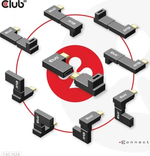 Club3D USB-C Gen2 uhlový adaptér sada 2, 4K120Hz (M/F)