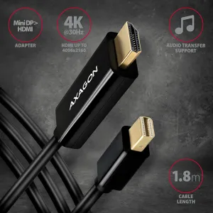 AXAGON RVDM-HI14C2, Mini DisplayPort -> HDMI 1.4 redukcie / kábel 1.8 m, 4K/30Hz