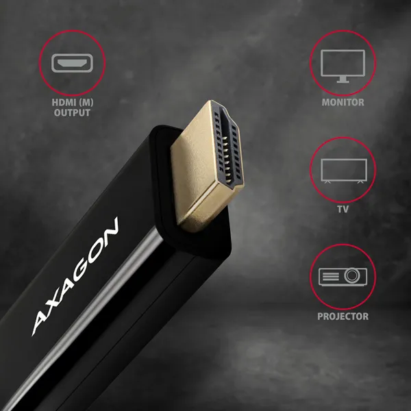 AXAGON RVDM-HI14C2, Mini DisplayPort -> HDMI 1.4 redukcie / kábel 1.8 m, 4K/30Hz
