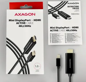 AXAGON RVDM-HI14C2, Mini DisplayPort -> HDMI 1.4 redukcie / kábel 1.8 m, 4K/30Hz