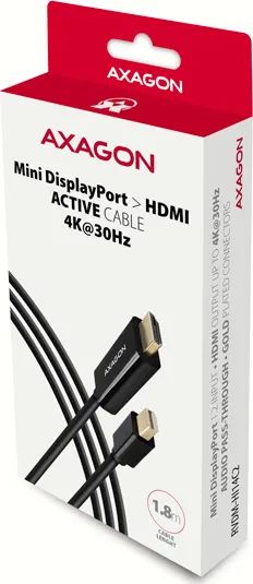 AXAGON RVDM-HI14C2, Mini DisplayPort -> HDMI 1.4 redukcie / kábel 1.8 m, 4K/30Hz
