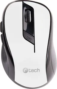 Myš C-TECH WLM-02, černo-bílá, bezdrátová, 1600DPI, 6 tlačítek, USB nano receiver