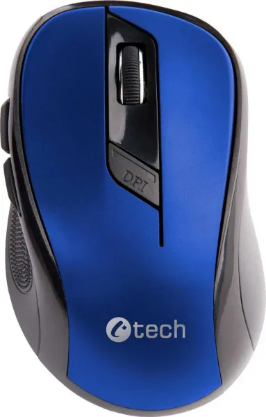 C-TECH Mouse WLM-02, čierno-modrá, bezdrôtová, 1600DPI, 6 tlačidiel, USB nano prijímač