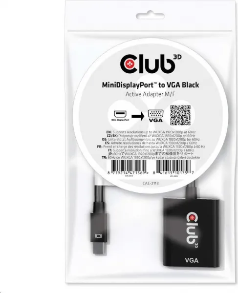 Club 3D Aktívny adaptér Club3D Mini DisplayPort na VGA