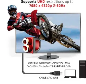 Club 3D Club3D Kabel certifikovaný DisplayPort 1.4, HBR3, 8K60Hz (M/M), 5m, 28 AWG