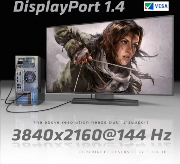 Club 3D Club3D Kabel certifikovaný DisplayPort 1.4, HBR3, 8K60Hz (M/M), 5m, 28 AWG
