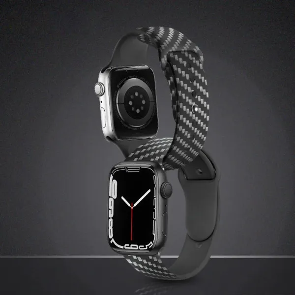 Innocent Carbon Style Silicone Apple Watch 44/45/46/49mm Band
