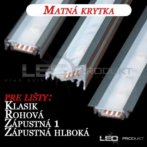 LEDprodukt Matná krytka - KLASIK, ROHOVÁ, ZAPUSTENÁ, ZAPUSTENÁ HLB., SMART 16, R3 Dĺžka: 1m