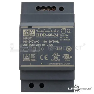 LED napájací zdroj HDR 60W, 24V na DIN lištu MEAN-WELL