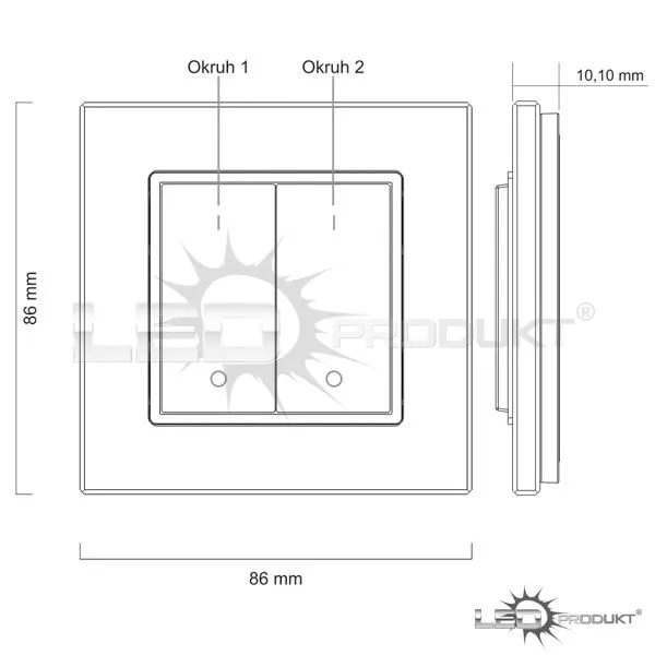 LEDprodukt LED ovládač nástenný GLASS - 2 okruhy