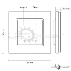 LEDprodukt LED ovládač nástenný GLASS - 2 okruhy