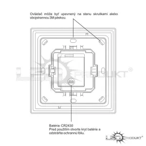 LEDprodukt LED ovládač nástenný GLASS - 2 okruhy
