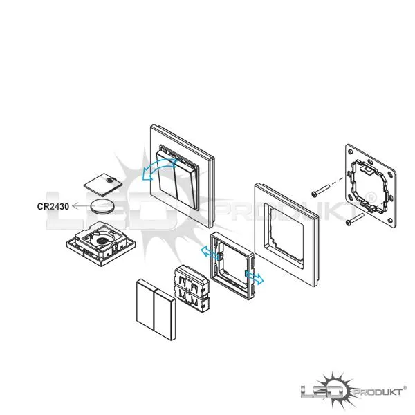 LEDprodukt LED ovládač nástenný GLASS - 2 okruhy