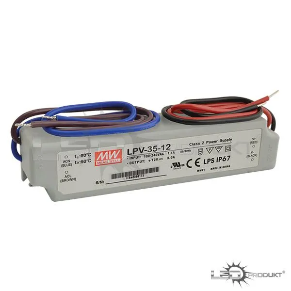 LED napájací zdroj 36W, 12V, IP67 - Vodeodolný MEAN-WELL