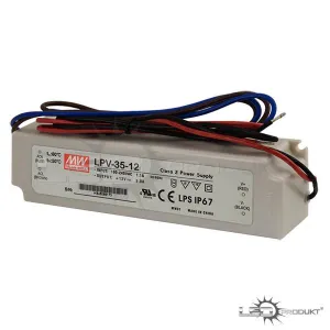 LED napájací zdroj 36W, 12V, IP67 - Vodeodolný MEAN-WELL