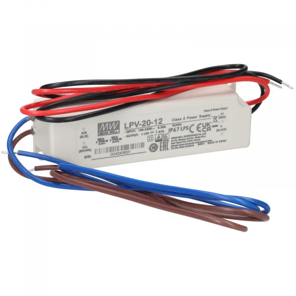 LED napájací zdroj 20W, 12V, IP67 - Vodeodolný MEAN-WELL