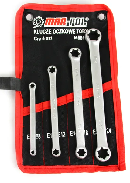Kľúče očko torxové nástenné 4ks 6 - 24mm
