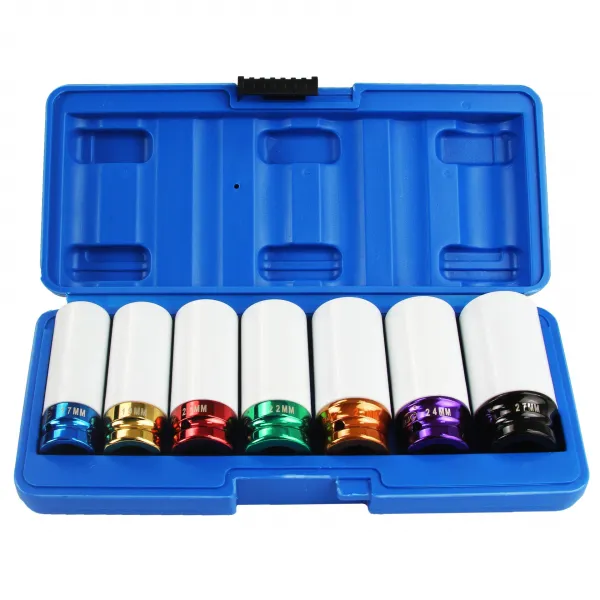 BJC Sada rázových hlavíc na ALU disky 1/2" – 7 dielna (17–27 mm), 80 mm