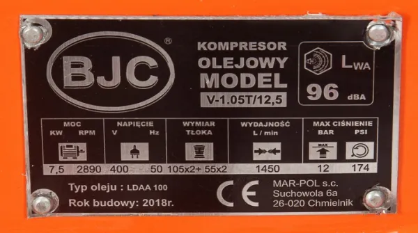 Kompresor 350 l BJC V-1.05/12.5