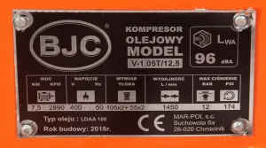 Kompresor 350 l BJC V-1.05/12.5