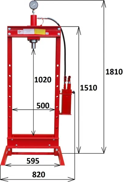 Hydraulický lis s tlakomerom 20T - 2st.pumpa - 85kg