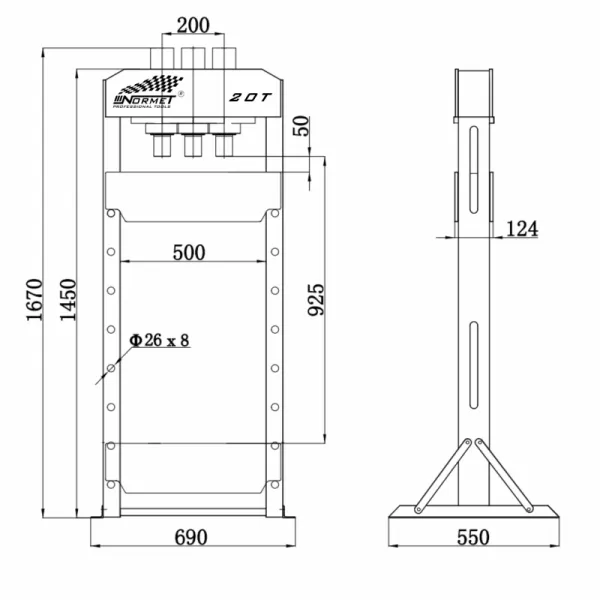 NORMET Pneumaticko-hydraulický lis 20T -posuvný piest