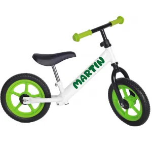 myRunbike Moje odrážadlo s menom - biele so zelenými kolesami