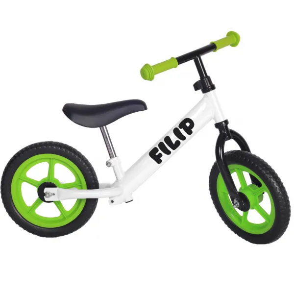 myRunbike Moje odrážadlo s menom - biele so zelenými kolesami