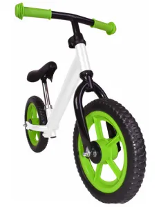 myRunbike Moje odrážadlo s menom - biele so zelenými kolesami