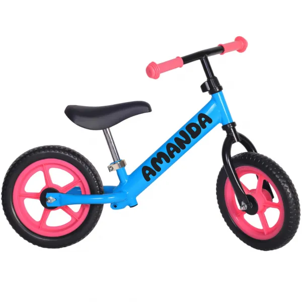myRunbike Moje odrážadlo s menom - tyrkysové s ružovými kolesami