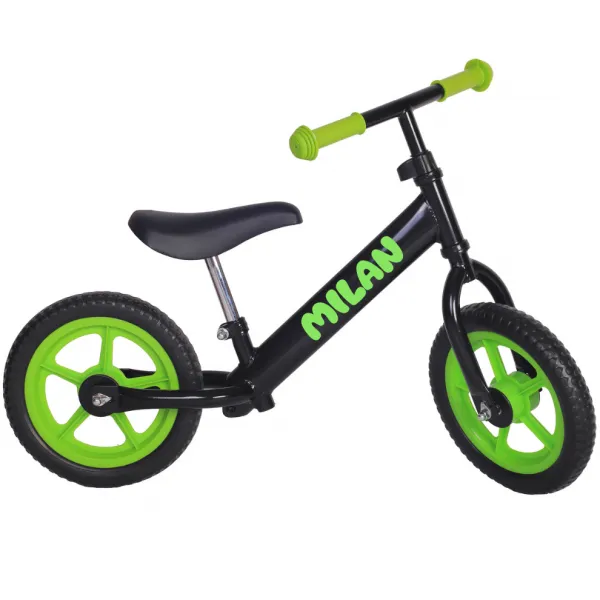 myRunbike Moje odrážadlo s menom - čierne so zelenými kolesami