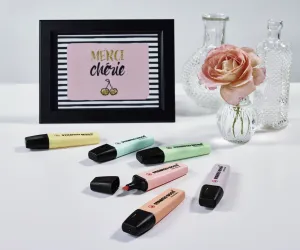 Sada zvýrazňovačov STABILO BOSS ORIGINAL Pastel 4S Pastelová oranžová, svieža modrá, fuchsiová, šedá