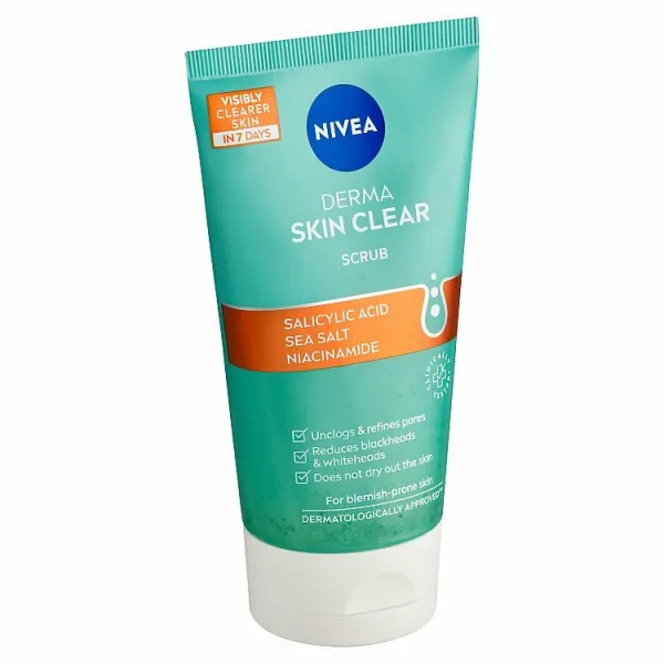 Nivea Derma Skin Clear čistiaci pleťový peeling 150 ml