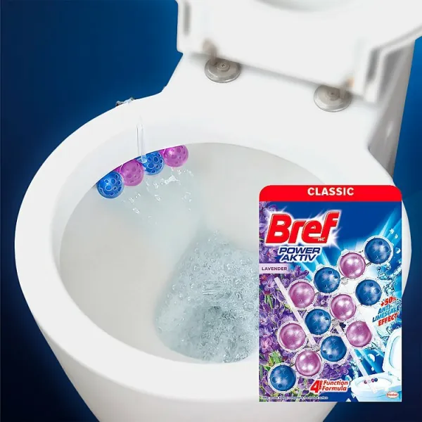 Bref Power Aktiv WC závesný blok tuhý 3 x 50 g Levanduľa
