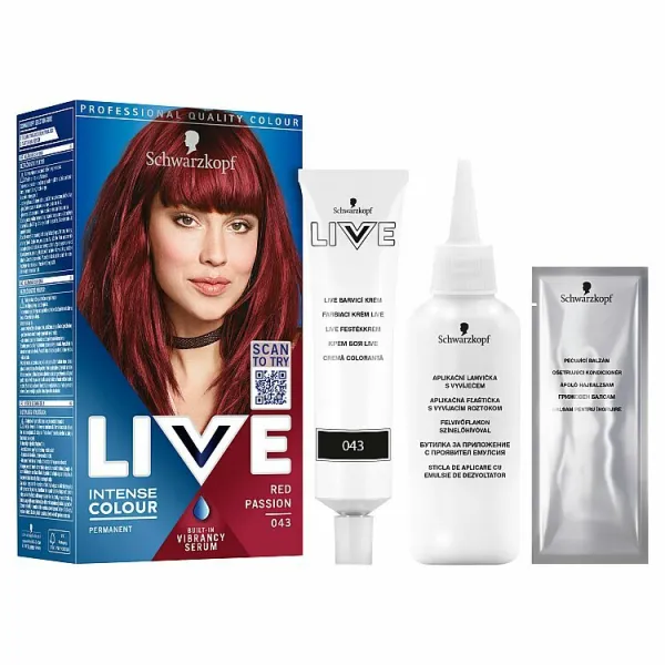 Schwarzkopf LIVE Intense Colour permanentná farba na vlasy odtieň 043 Red Passion 1 ks