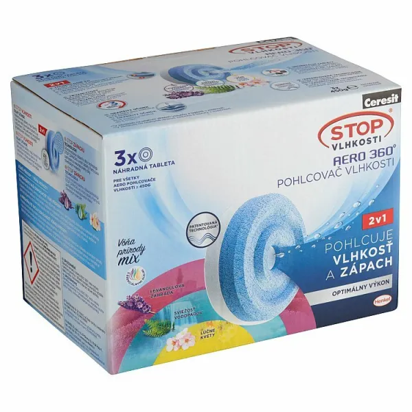 Ceresit Stop Vlhkosti Aero 360° náhradné tablety vôňa prírody mix 3 x 450 g (1350 g)